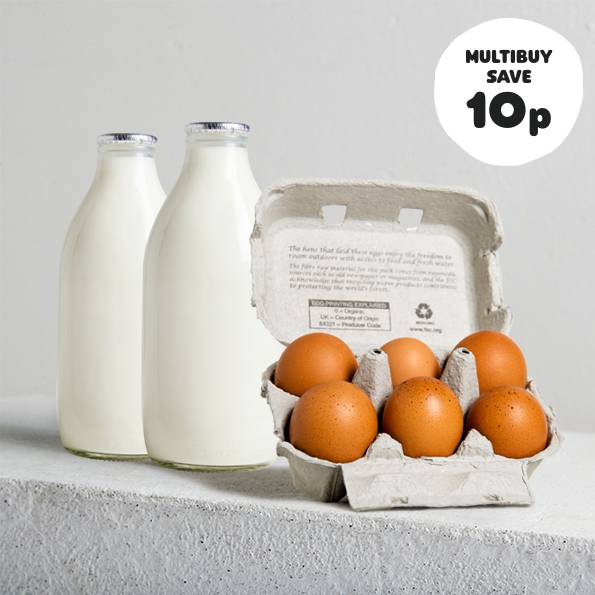 2 Pints skimmed milk & 6 Large free range eggs